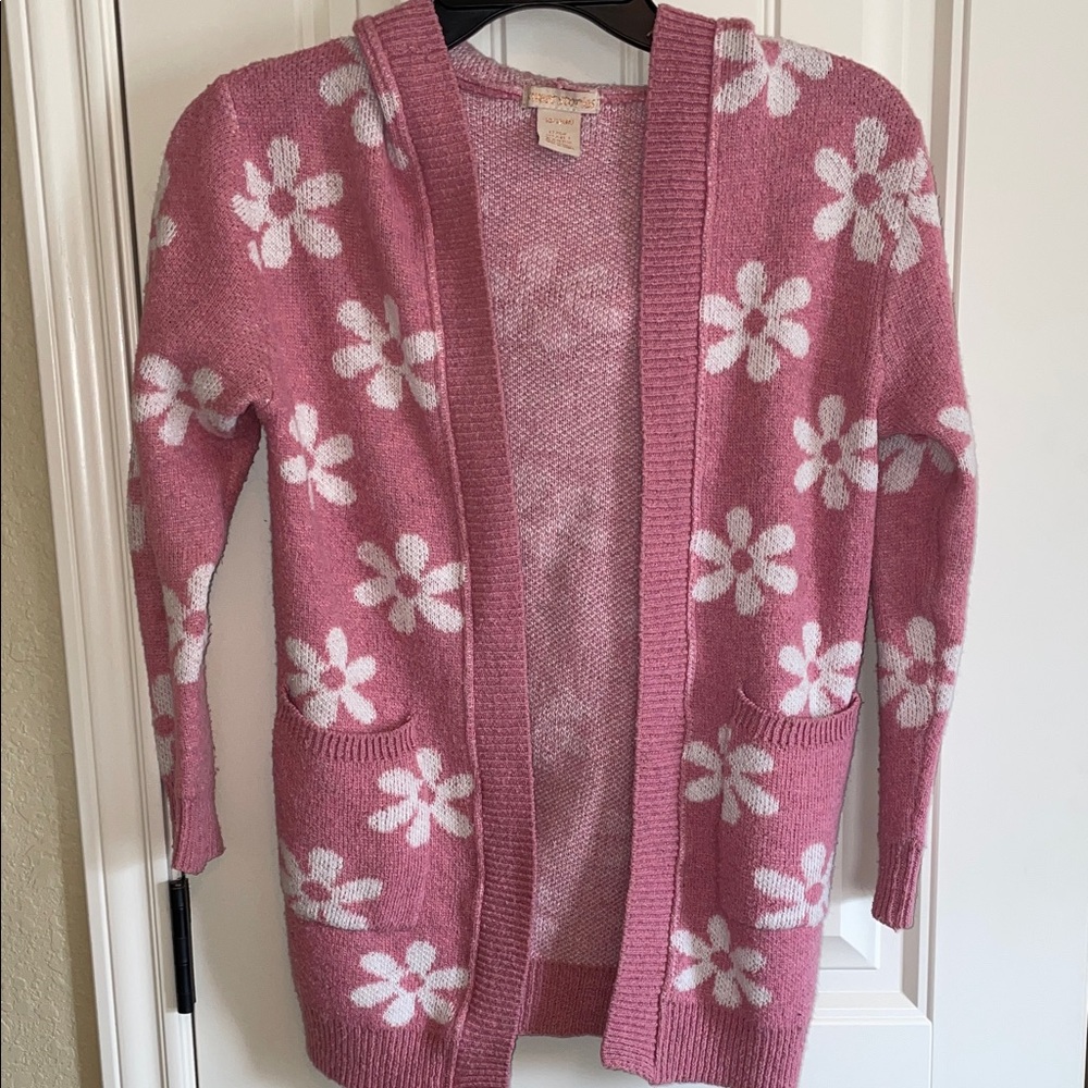 Charming Pink Floral Kids Cardigan